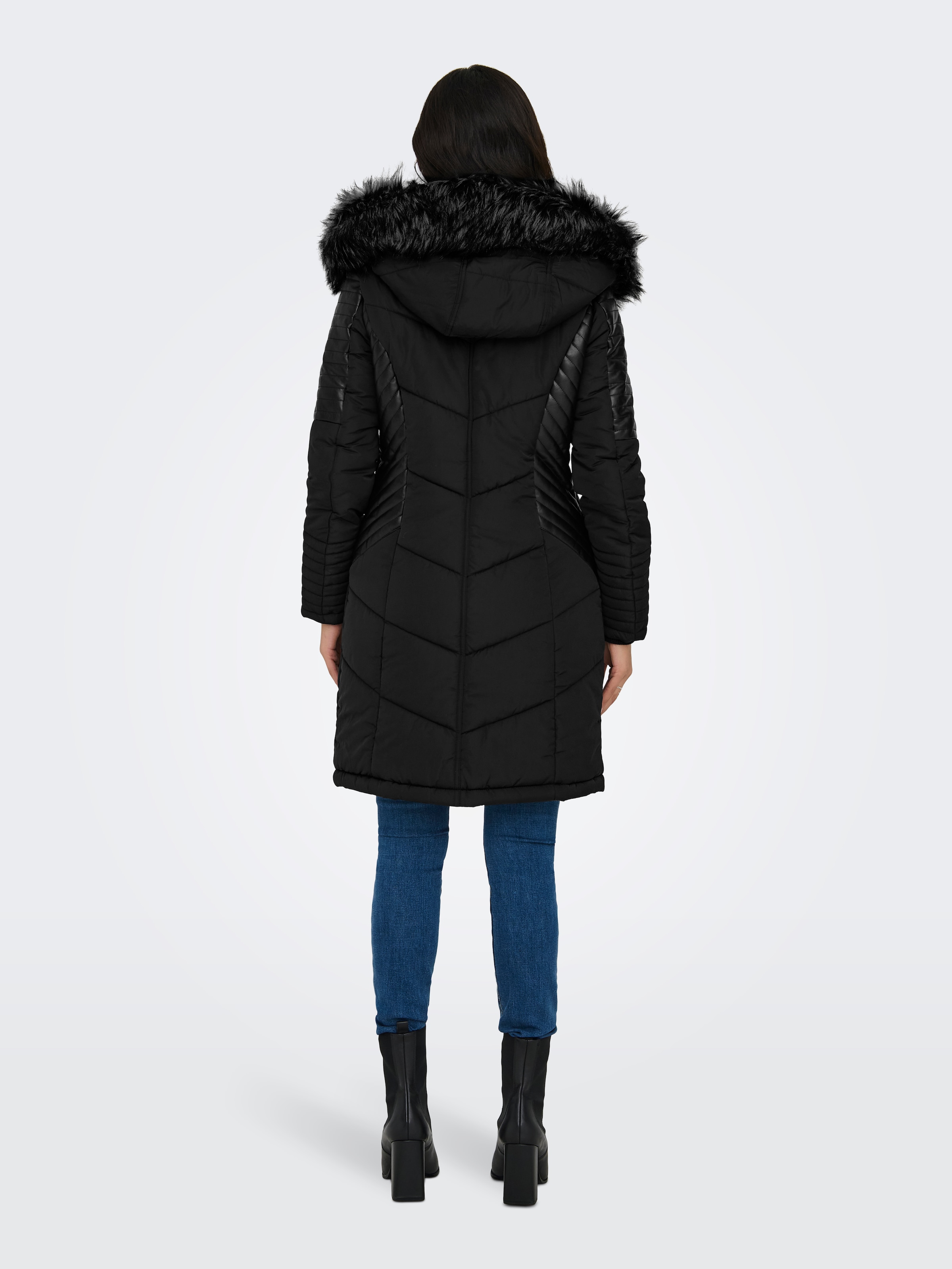 ONLY Steppmantel »ONLNEWLINETTE FUR HOOD COAT OTW«