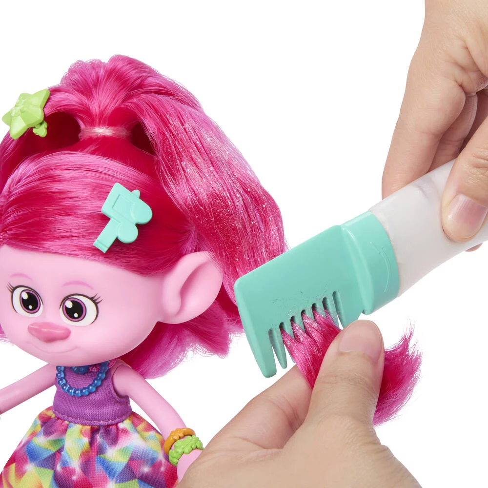 TROLLS  3 - FIGURINE POPPY CHEVEUX PAILLETTES -HAIR POPS
