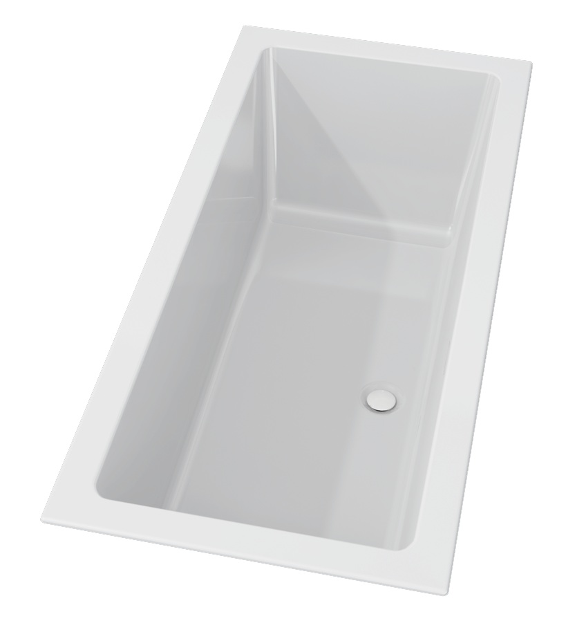 Riho Rethink Cubic half vrijstaand bad 200x90cm links wit glans met Fall overloop