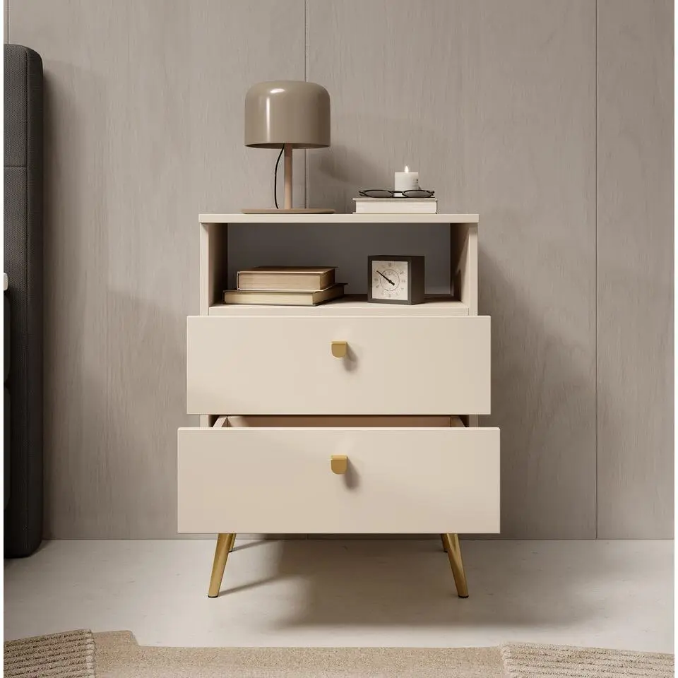 Meubella - Nachtkastje Hidde - Beige - 50 cm