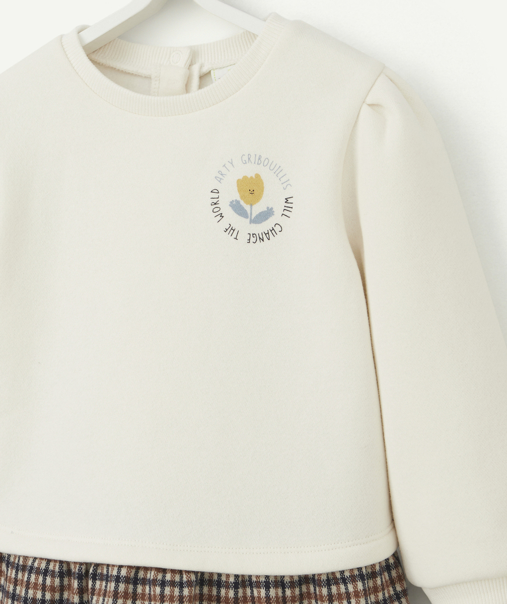 ROBE BÉBÉ FILLE EN FIBRES RECYCLÉES ET MOLLETON AVEC MOTIF