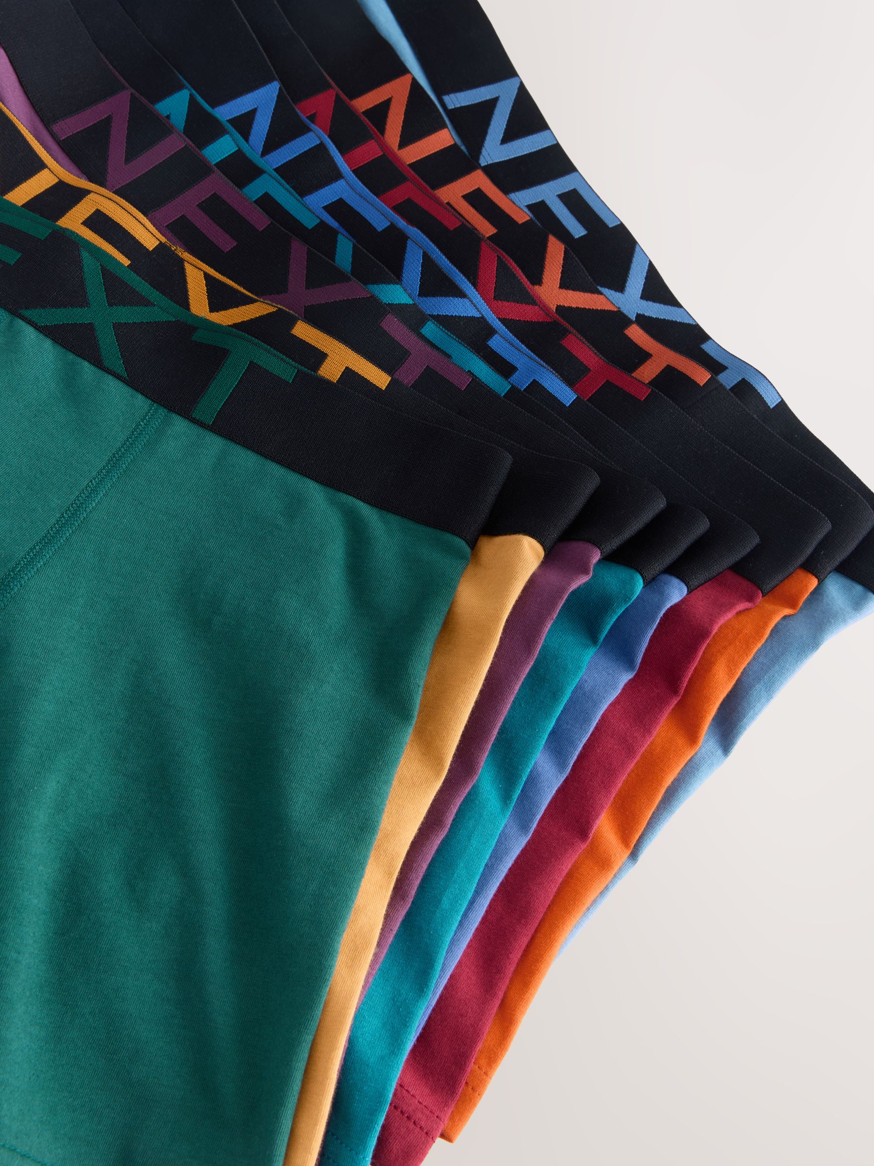 Zwart met felgekleurde taillebanden - Verpakking van 8 - Katoenrijke trunk boxers