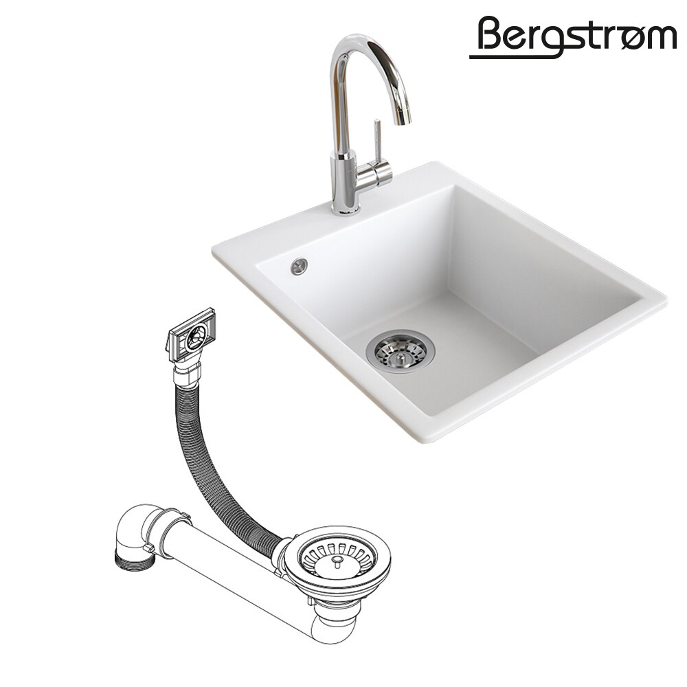 Bergström Granit Spüle Küchenspüle Einbauspüle Spülbecken 425x500mm Weiß