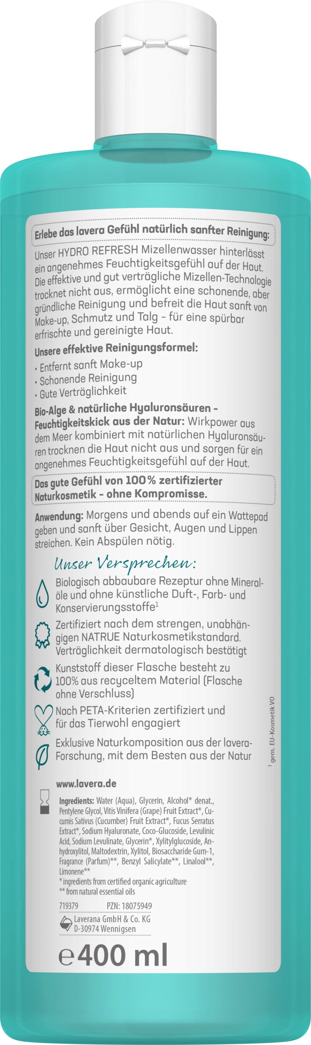 lavera  Hydro Refresh Mizellenwasser, 400 ml