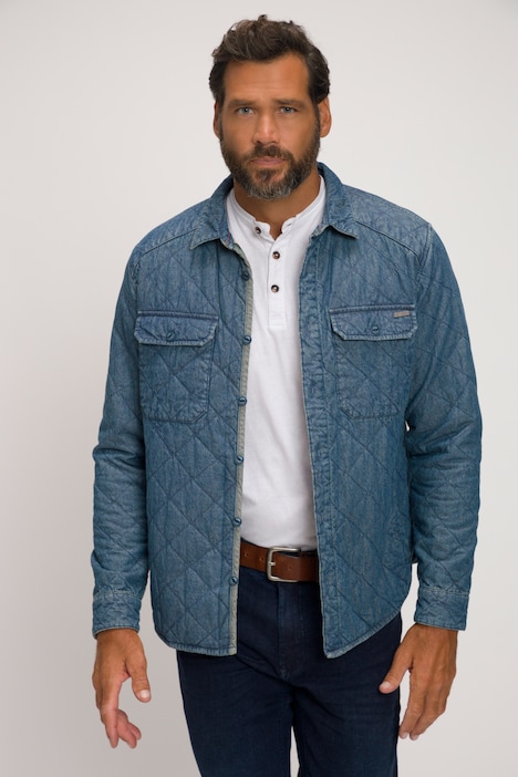 Hemd, Stepp-Overshirt, Denim, Vintage Look, Kentkragen