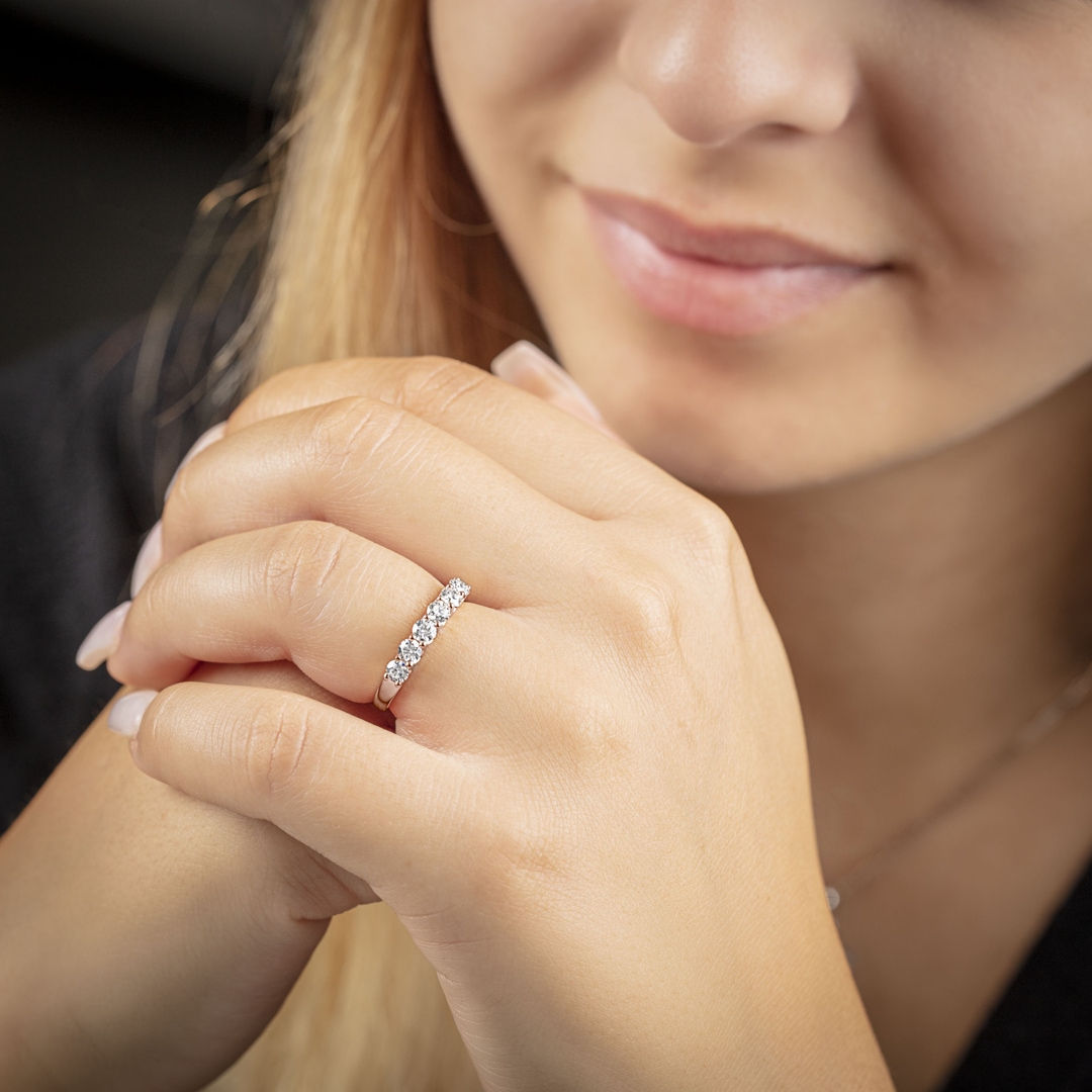 0.76 Karat Diamanten Mémoire Ring 750/18 K Roségold