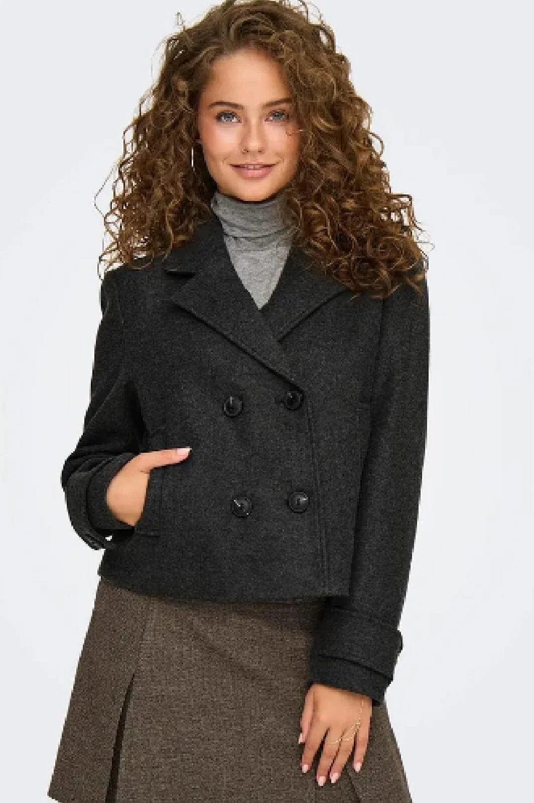 Only Onlfreja Life Short Db Jacket 4475417 dark grey melange
