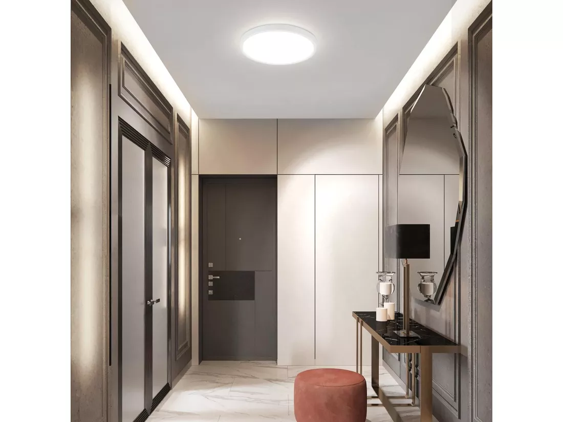 NETTLIFE Panneau LED plafonnier noir éclairage de plafond plat IP44 résistant aux éclaboussures blanc froid 15W
