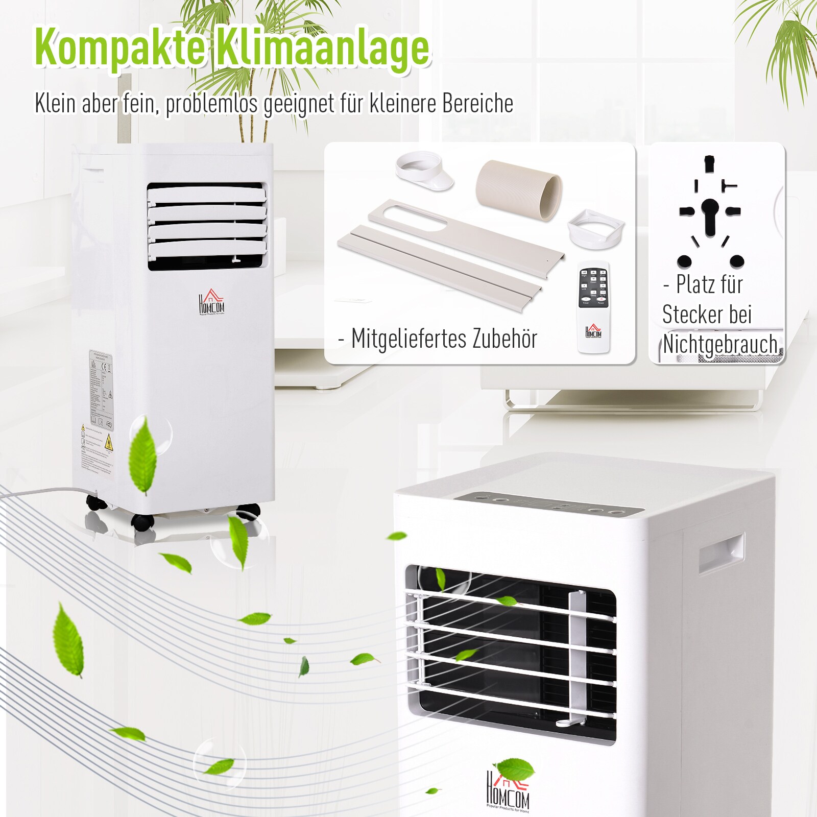 HOMCOM Mobile Klimaanlage mit 3 Modi und Fernbedienung weiß 30,5 x 32,8 x 67,8 cm (LxBxH)