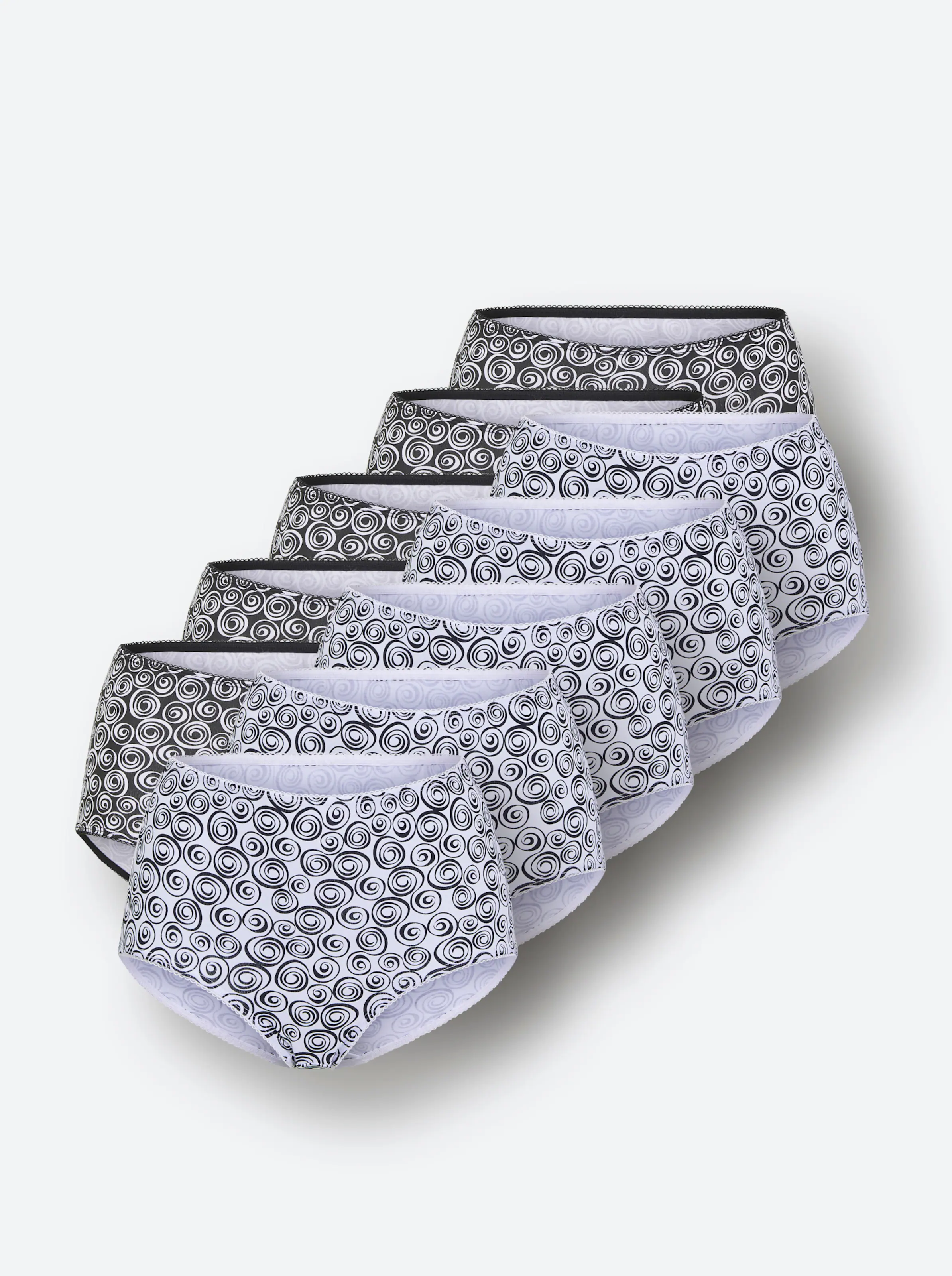 Taillenslip in 5x weiß-schwarz + 5x schwarz-weiß