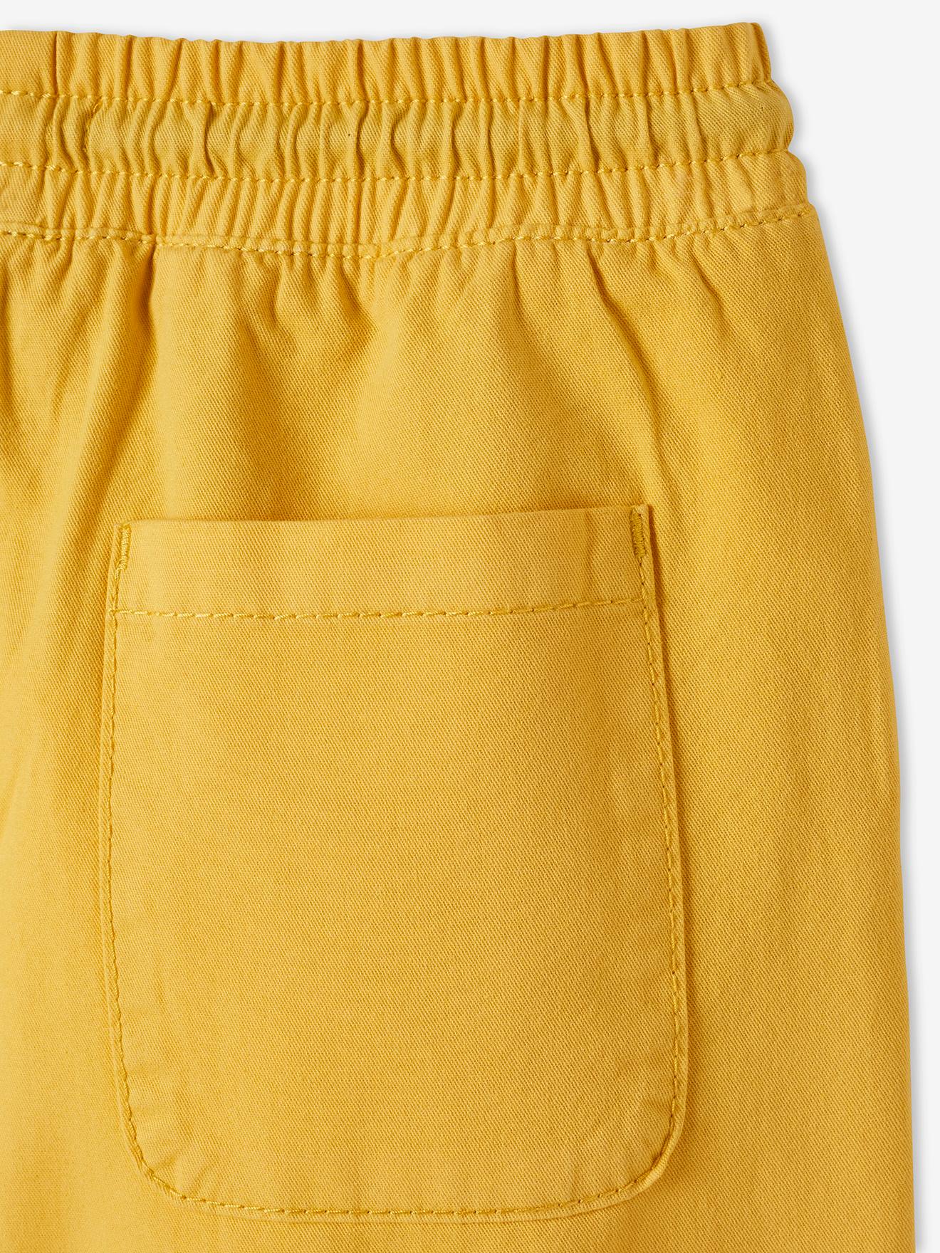 Conjunto de camiseta e bermuda de lona com tema havaiano para meninos, amarelo liso tamanho médio