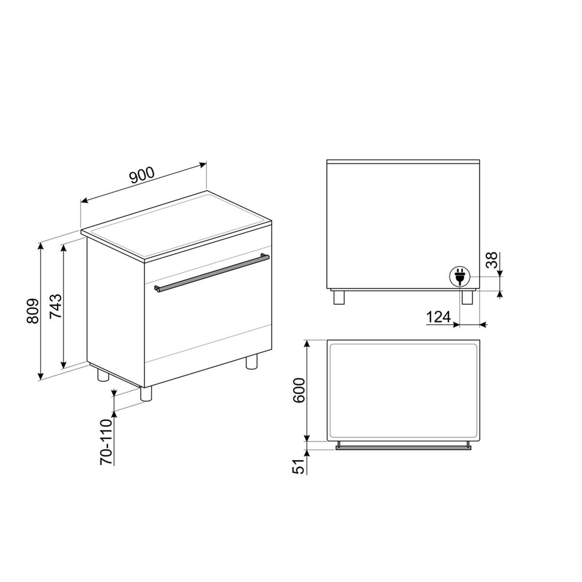C9IMMB2 Induksjonskomfyr Classic 90 cm, svart