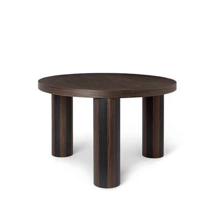 Ferm Living - Post Coffee Beistelltisch Lines, Ø 65 cm, Eiche geräuchert / schwarz