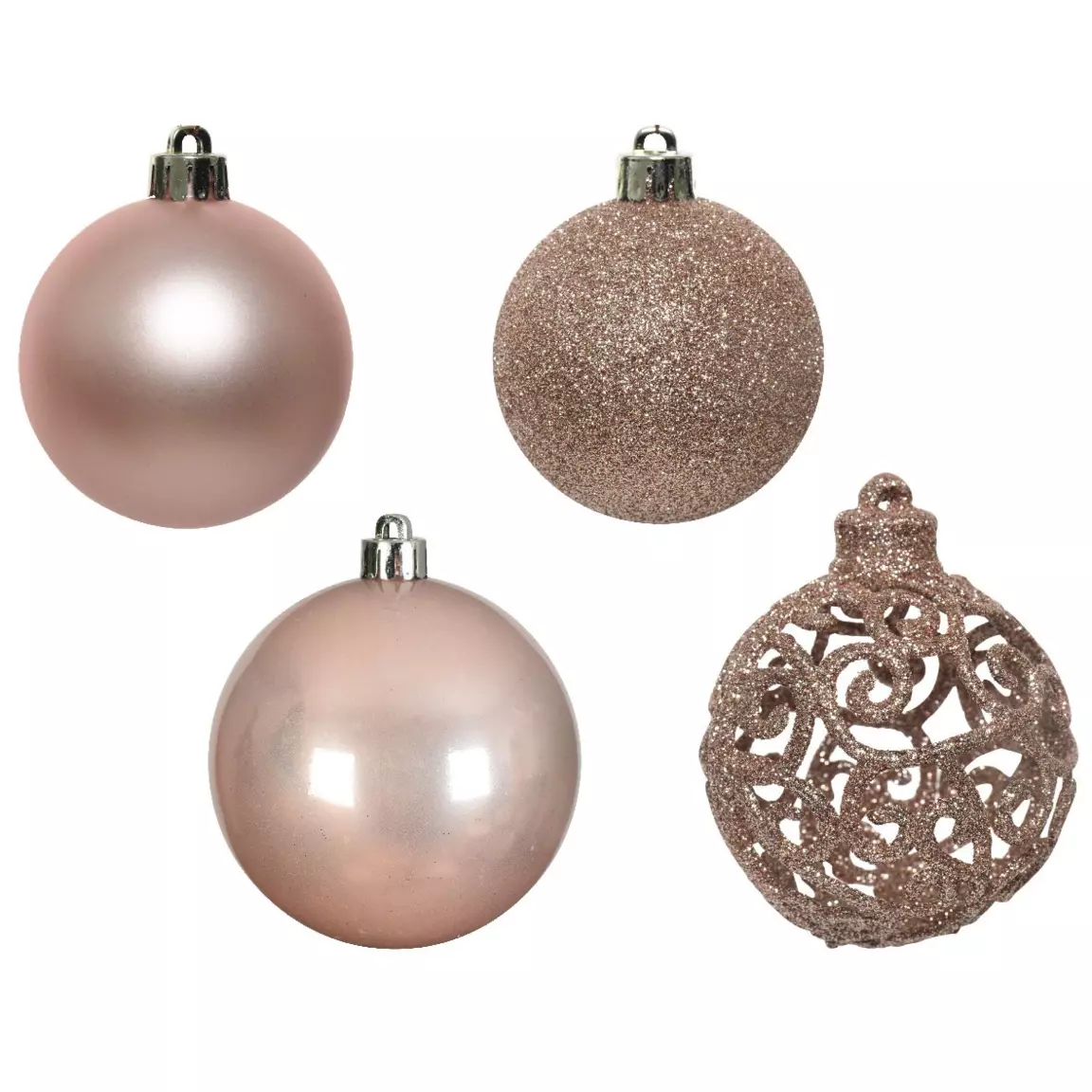 Lot de 16 boules de Noël (D60 mm) Alpine multi Rose poudré