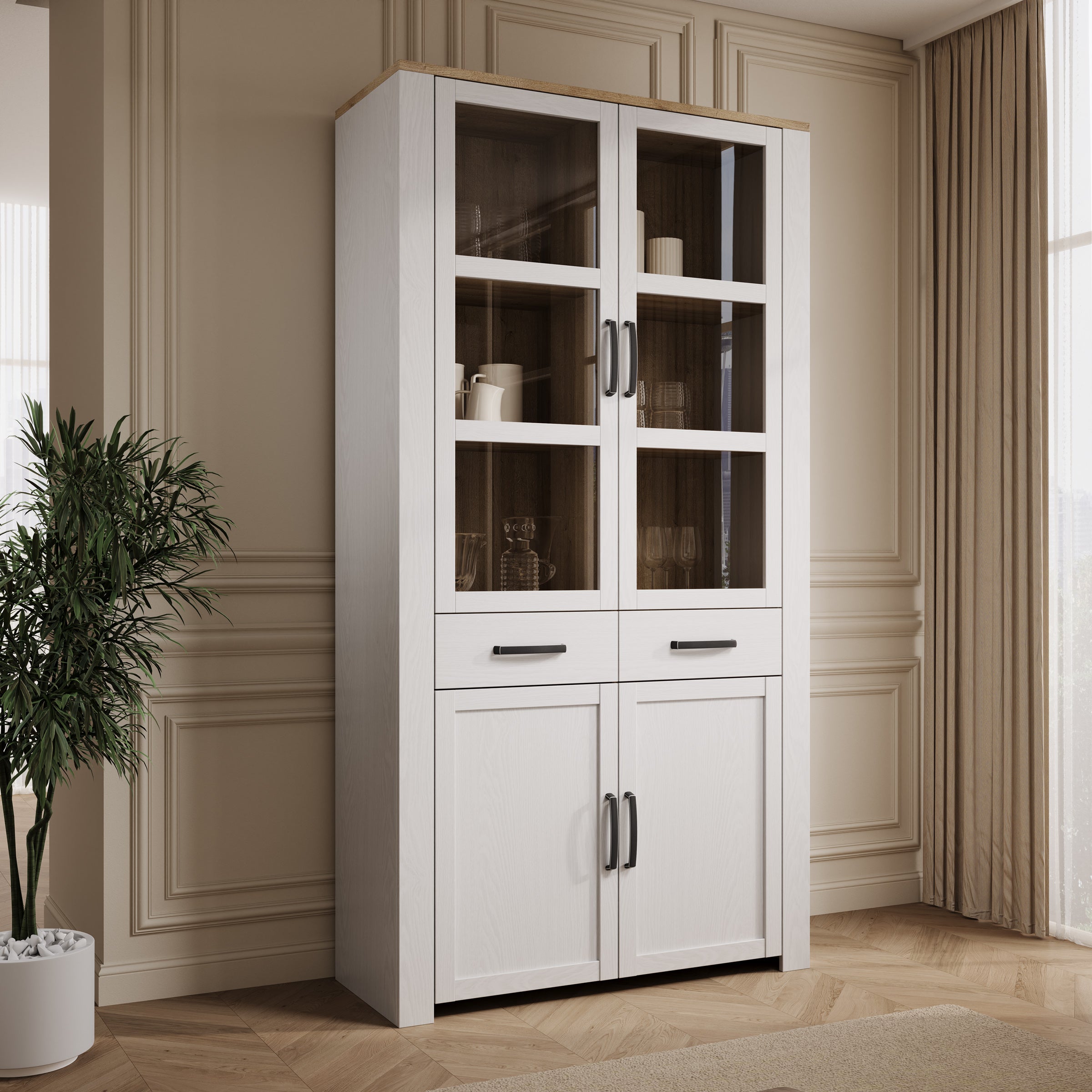 Borello - Buffetkast - Wit - 106x42x205 cm