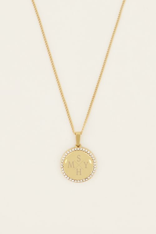 Atelier korte ketting met ronde strass bedel