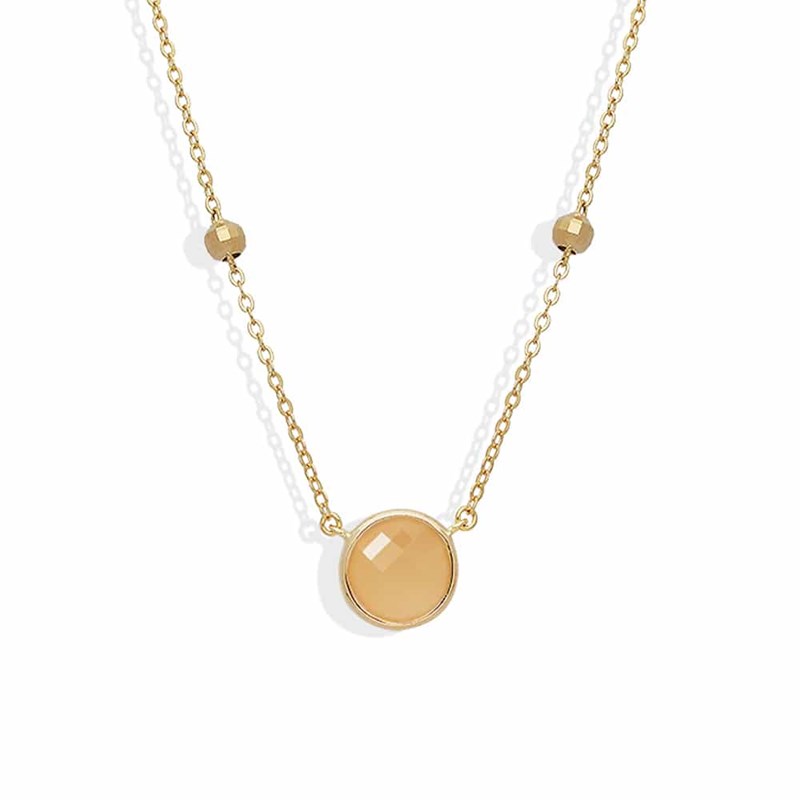 Collier Argent Doré Valentine Cristal Pêche