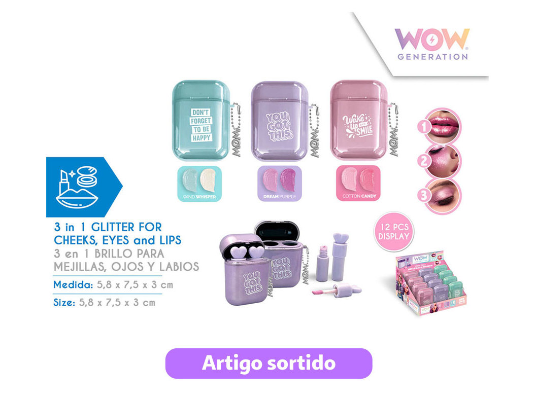 SOMBRA BATOM WOW 3EM1 ILUMINADOR MODELOS SORTIDOS