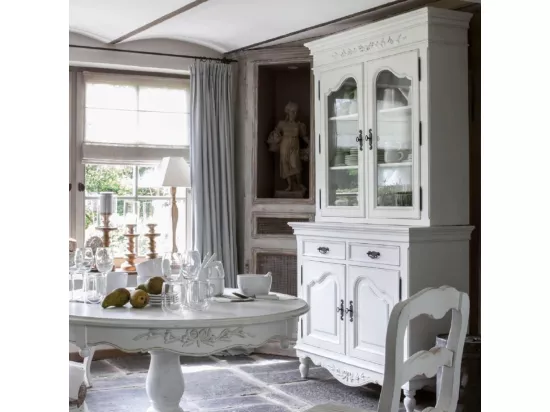 Buffet vaisselier 2 portes vitrées Bois-MDF Blanc - Romance Interior's