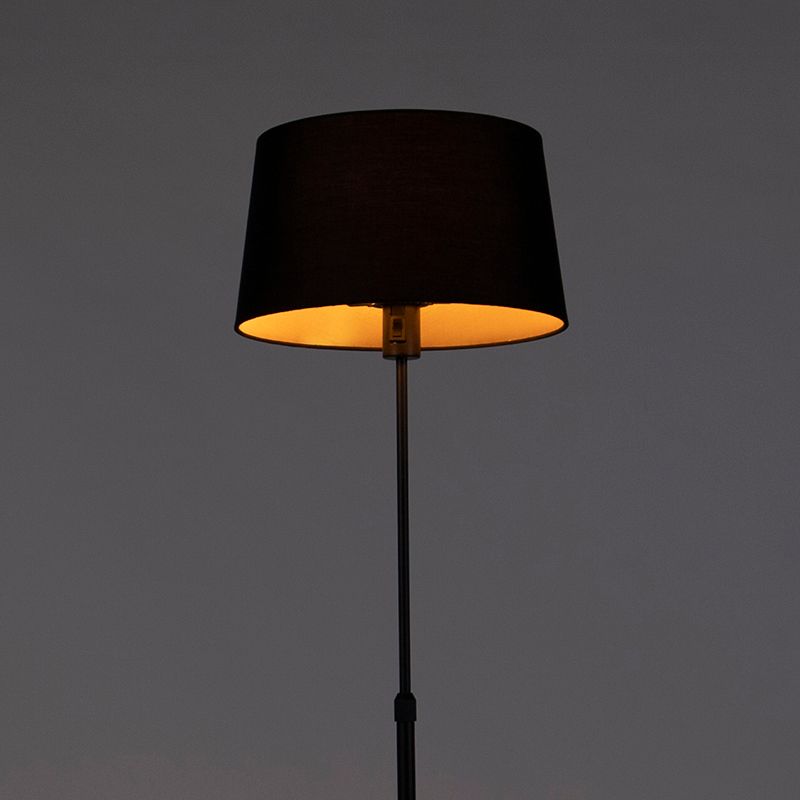 Vloerlamp zwart met zwarte kap 35 cm verstelbaar - Parte