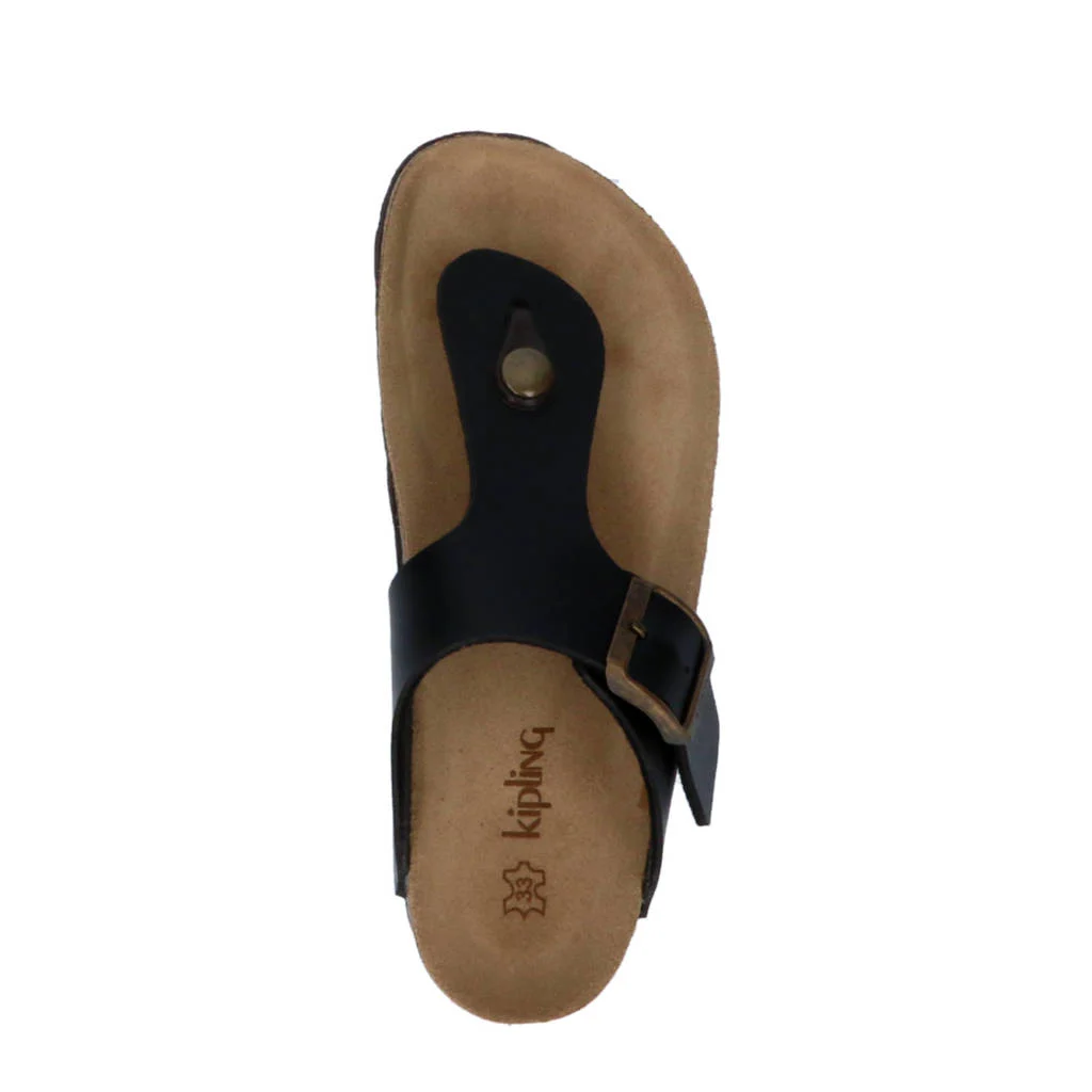 Kipling Juan 4leren teenslippers zwart