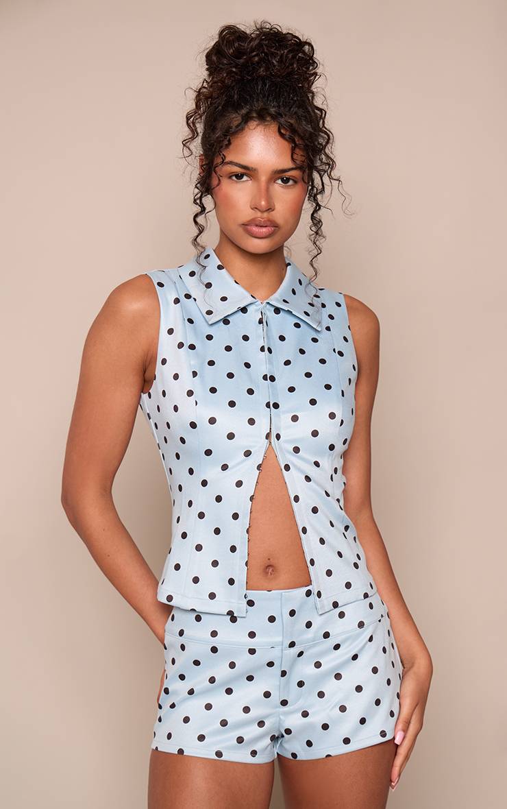 Bleu Layette Ensemble Short Tailleur À Pois Coordonné