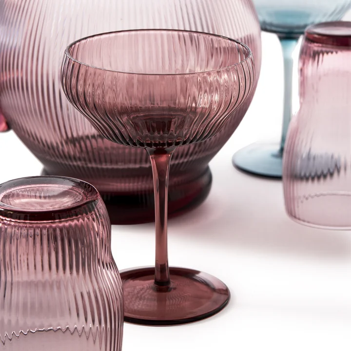 Pols Potten - Pum Coupe Glas, dunkelviolett (2er-Set)