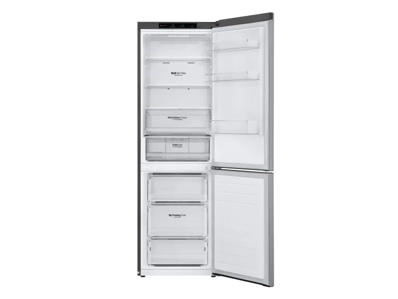 LG GBB61PZJMN - Køleskab/fryser - bund-fryser - bredde: 59.5 cm - dybde: 68.2 cm - højde: 186 cm - 341 liter - Klasse E - skinnende stål