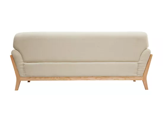 Canapé scandinave 3 places en tissu beige et bois clair YOKO