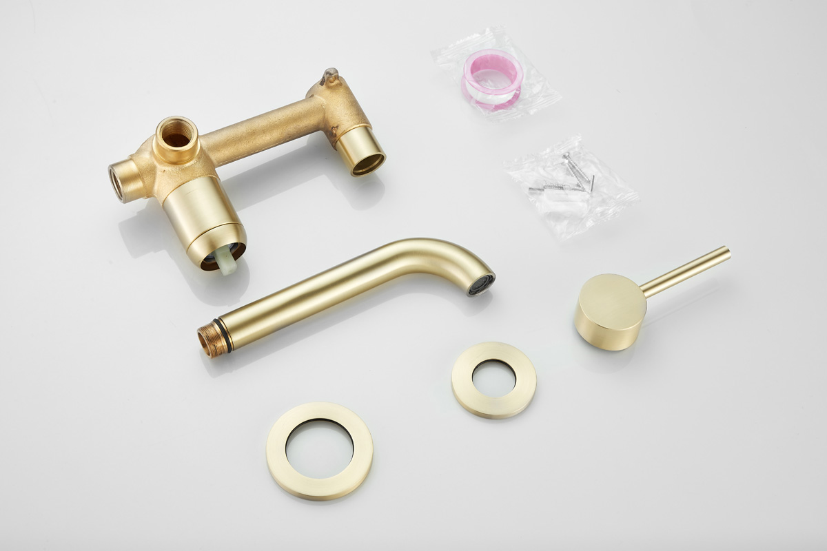 Saniclear Brass inbouw wastafelkraan geborsteld messing / mat goud