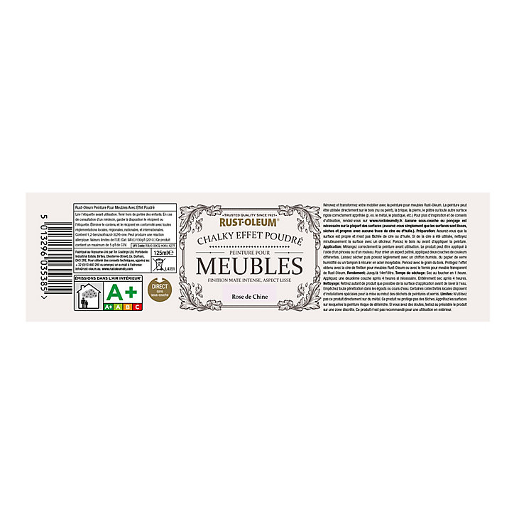 Peinture pour meubles Rust-Oleum rose de Chine effet poudré mat intense 125ml