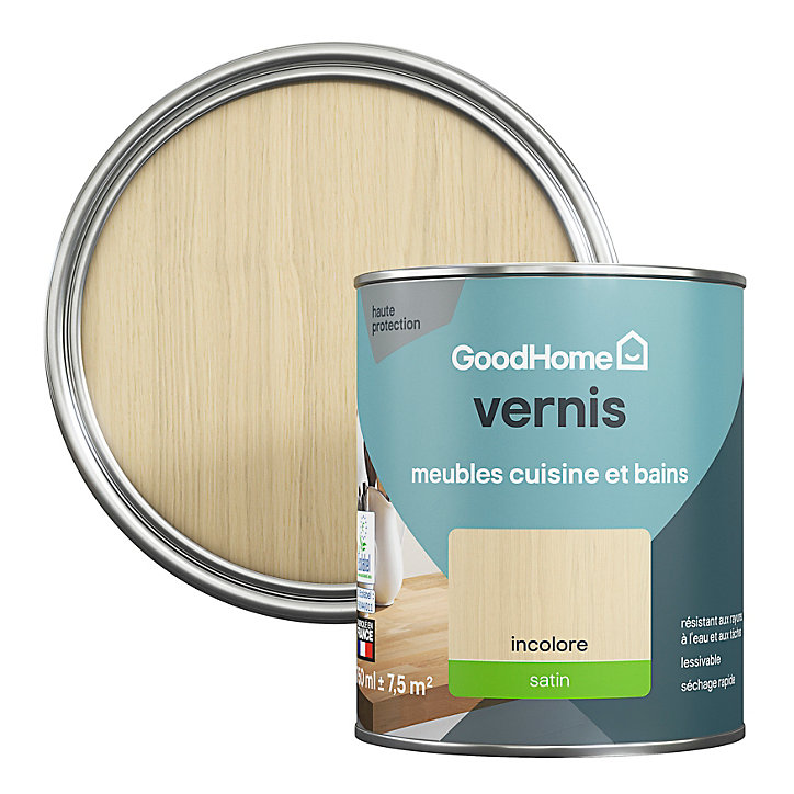 Vernis meubles cuisine et bains GoodHome incolore satin 750 ml