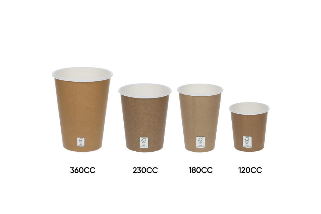 Kartonnen koffiebeker 180cc 7.5oz Ø70mm kraft bruin FSC®Mix