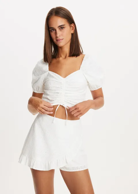 Top met broderie wit (WIT)