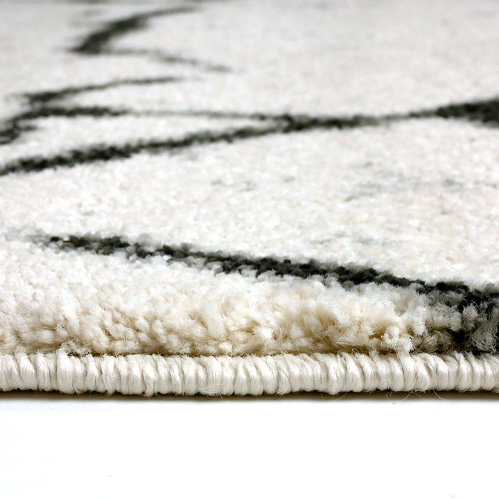 Modern vloerkleed - Flash Lines Creme/Zwart | Hoge kwaliteit