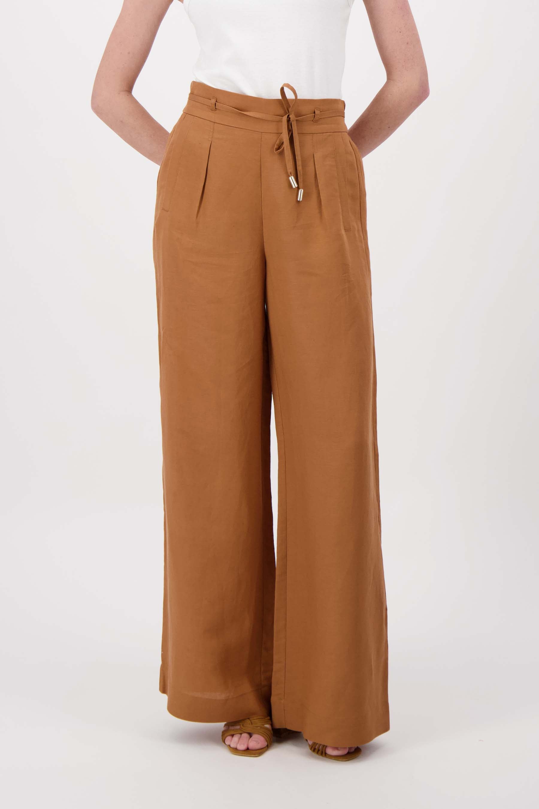 linnen broek met riempje