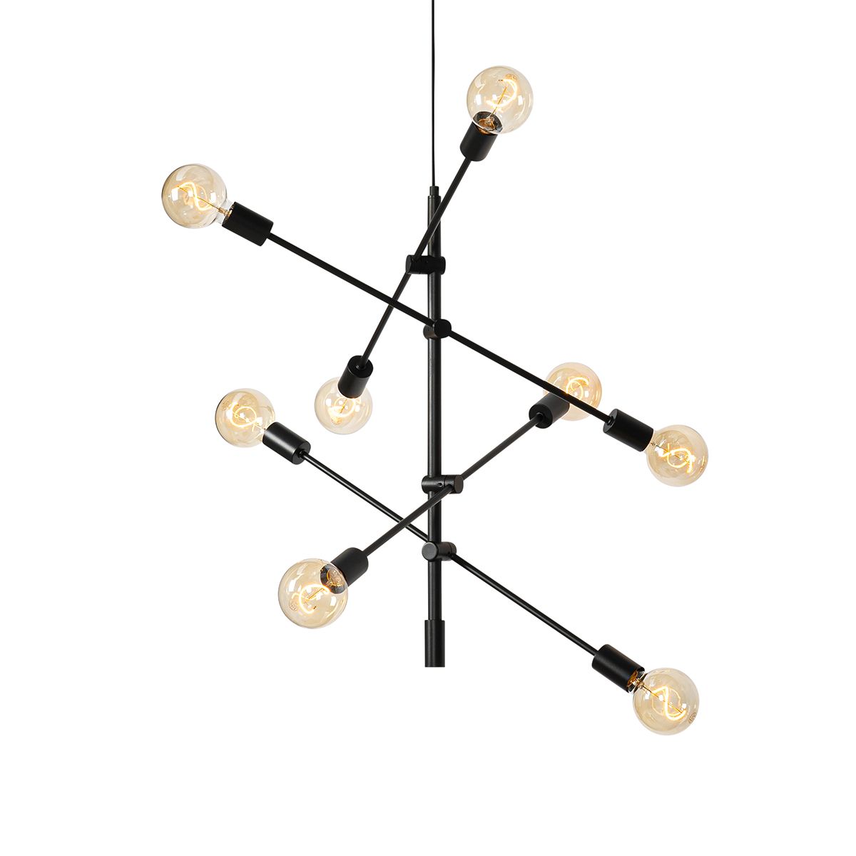 Industriële hanglamp zwart 8-lichts - Sydney