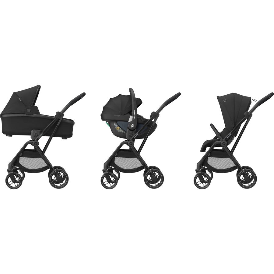 MAXI COSI Kinderwagen Set Leona 2 Essential Black & MAXI COSI Babyschale Pebble 360 Essential Black