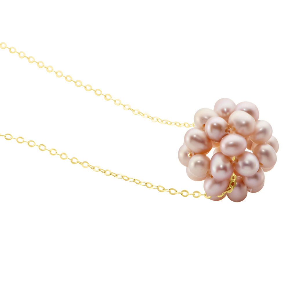 Collier Flocon Or Jaune Perles De Culture