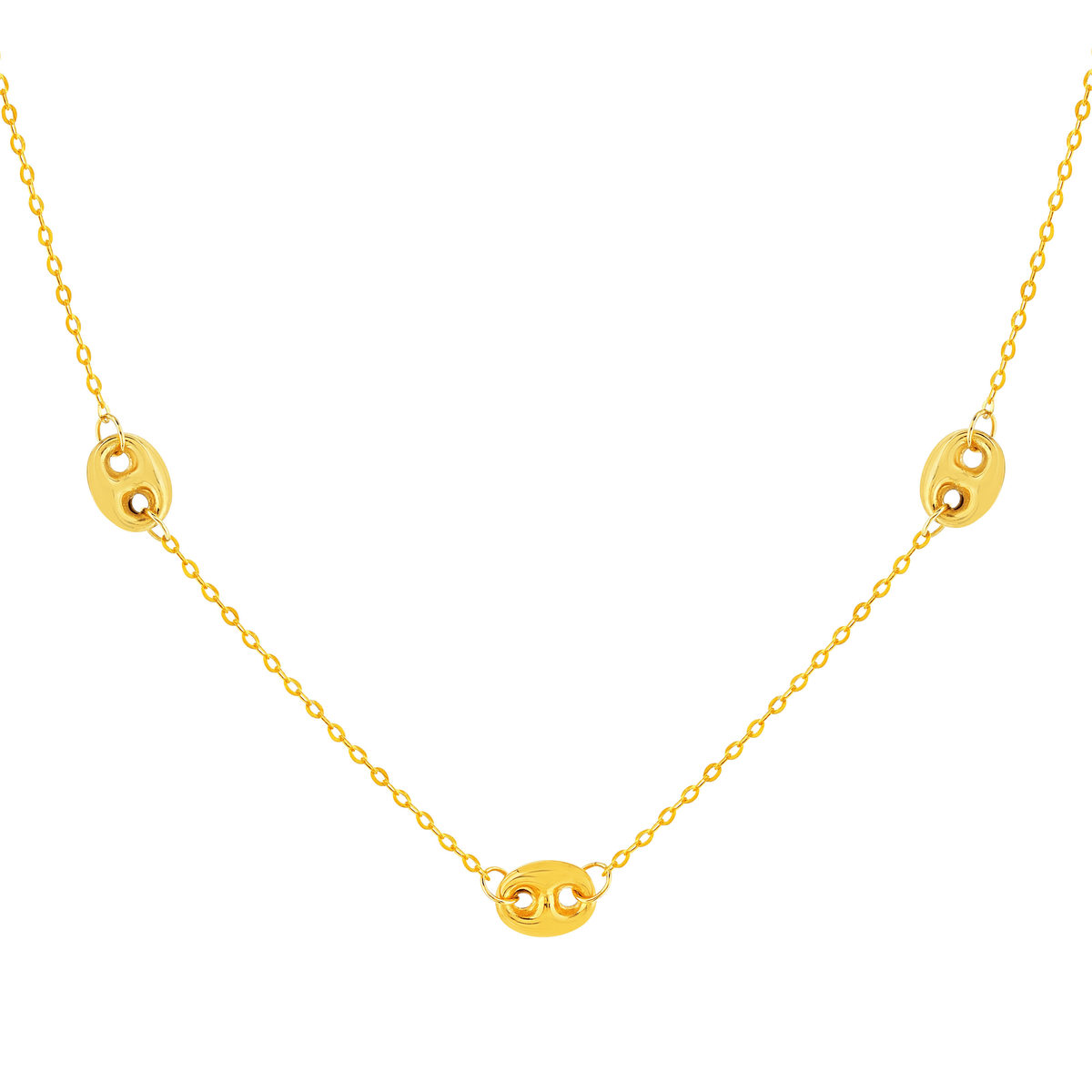 Collier or 375 jaune, motif grain de café 45 cm