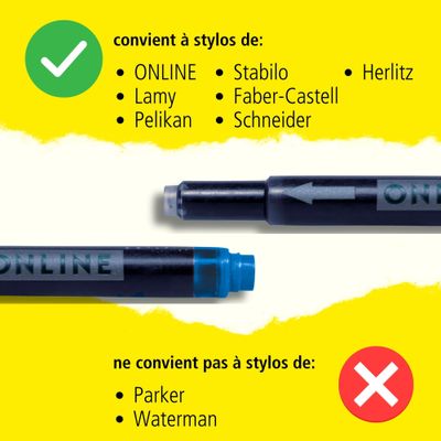 Kombi - Cartouches d'encre rouge pour stylos plume standard et stylos plume Lamy