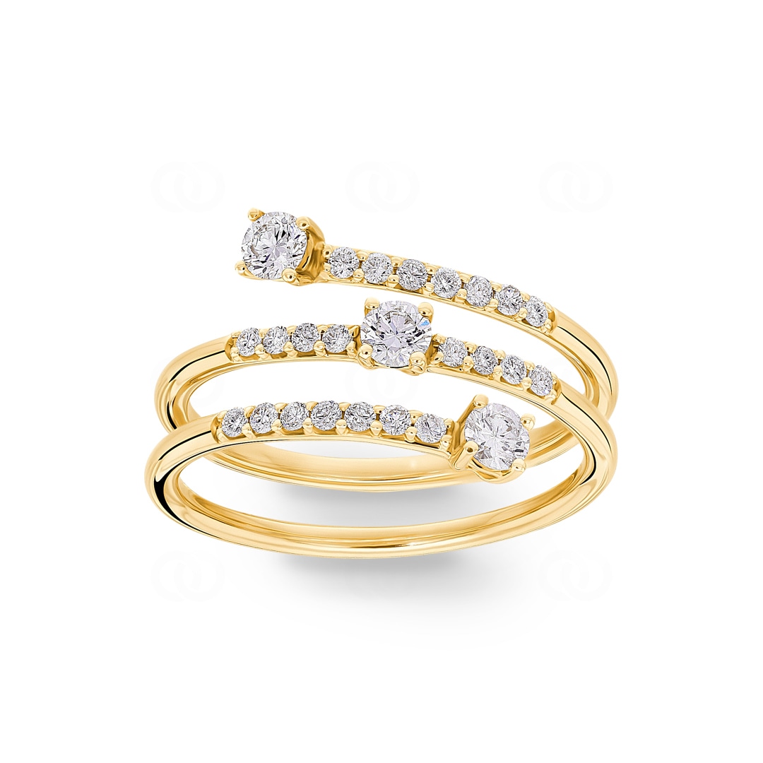 Damenring 750/18 K Gelbgold mit Diamanten 0.50 ct H/si