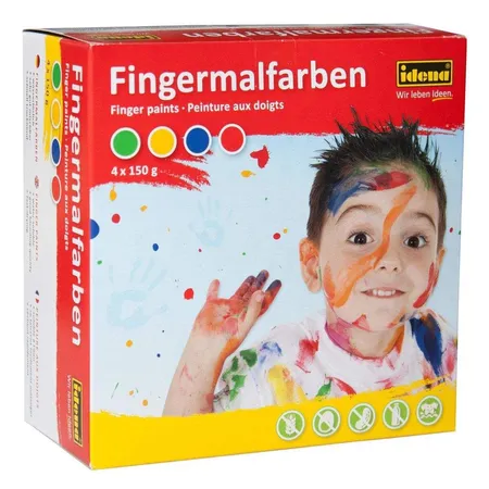 Idena Fingermalfarben, 4 x 150 g, blau/grün/gelb/rot