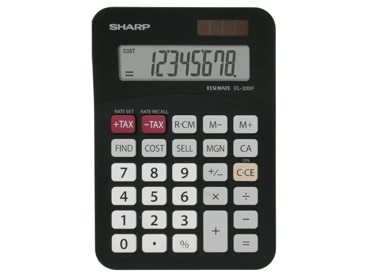Sharp EL-330FBBK, Lomme, Basis, 8 cifre, 1 Linier, Batteri/Solar, Sort