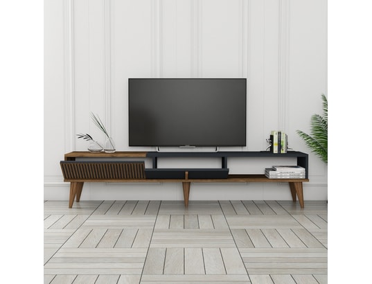 CONCEPT1 - Meuble TV Milan Alt - Noyer, Anthracite 180 x 40 x 35