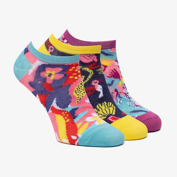 3 paar dames sneakersokken met all over print