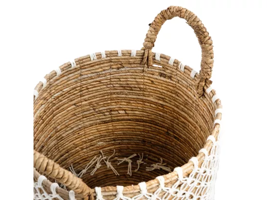 Le Panier Cross Stitched Macramé - Naturel Blanc - M