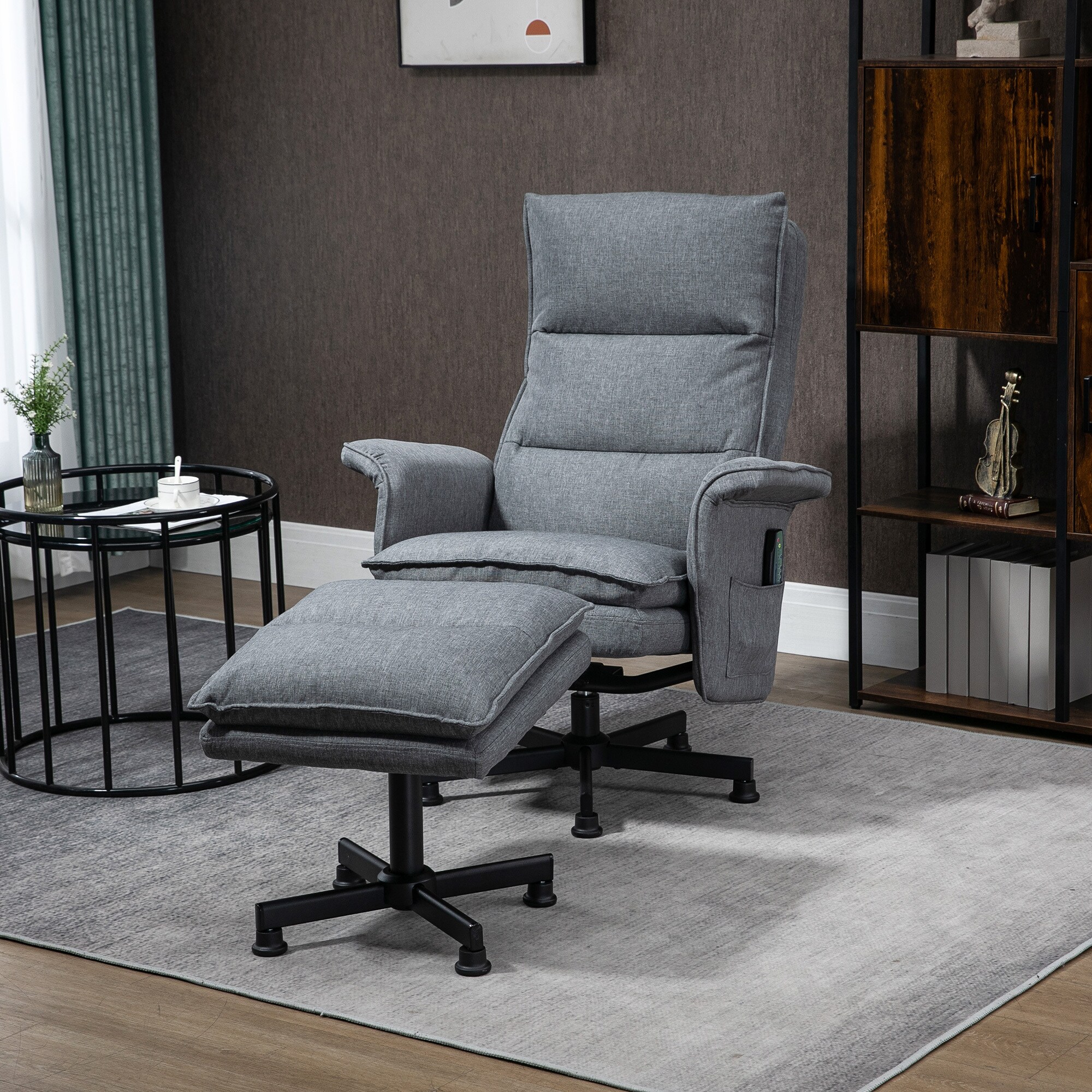 HOMCOM Massagestuhl mit Fußhocker grau 78L x 81B x 99H cm