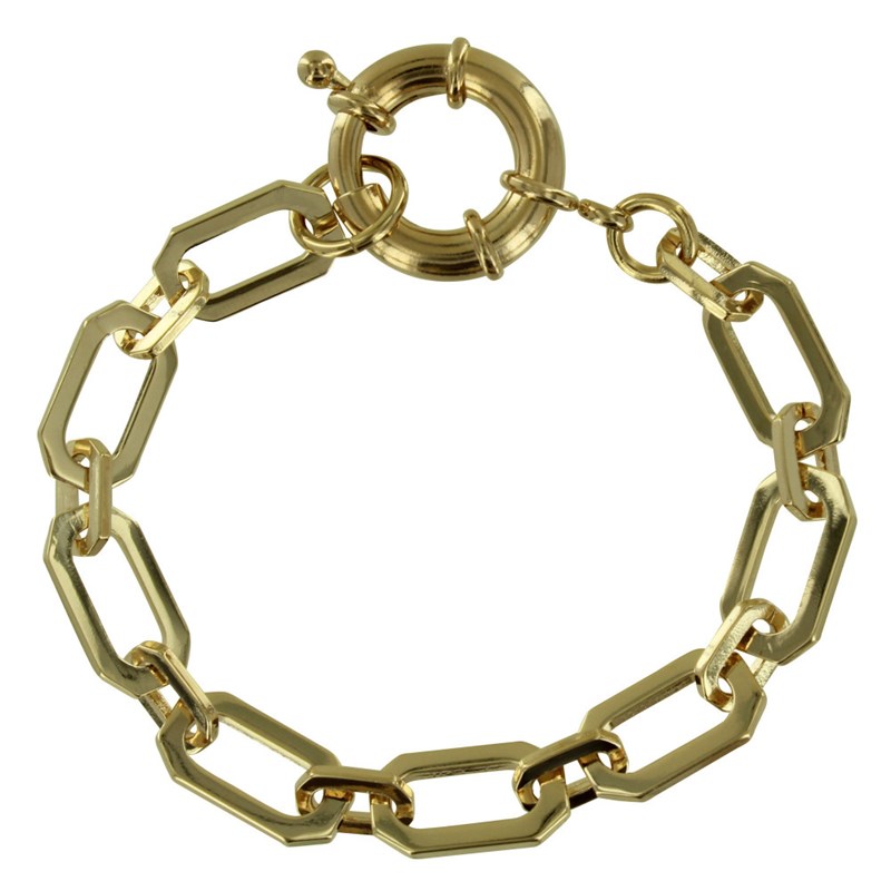 Bracelet Plaqué Or Maille Rectangle Fermoir Bouée