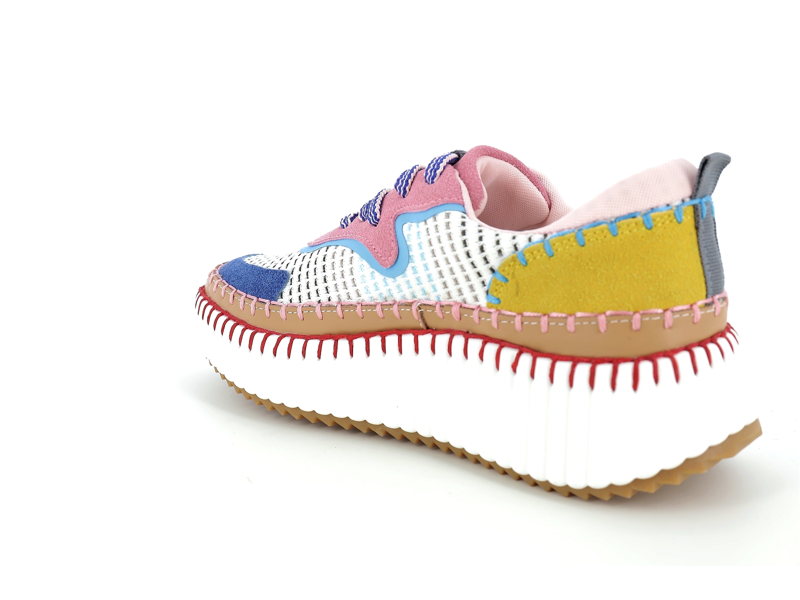 T brand-THEOCLO Matières combinées Bleu Rose